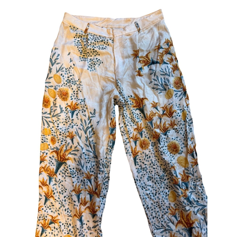 Agua by Agua Bendita Florecer Capullo Floral Wide Leg Trousers Cream Large NWT - Picture 4 of 12